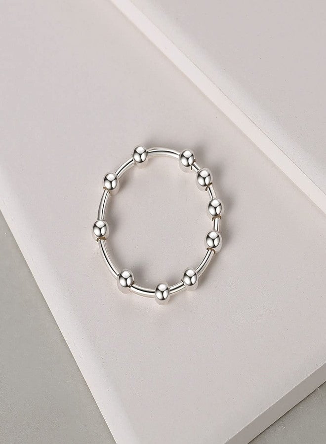 BLBLJERY Fidget Anxiety Ring for Women, 925 Sterling Silver Spinning Fidget Ring with Bead - Stress Relief Jewelry Ideal Gift, Thumb Rings for Anxiety (Size 7) - Image 4